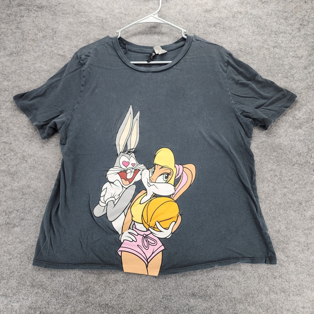 Divided H&M Shirt Womens Small Bugs Bunny Short Sleeve Gray